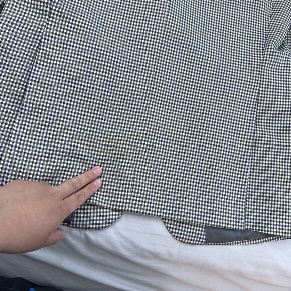Samuelsohn Sport Coat 44R Houndstooth Blazer Black White Blue Flaws* - Picture 2 of 9
